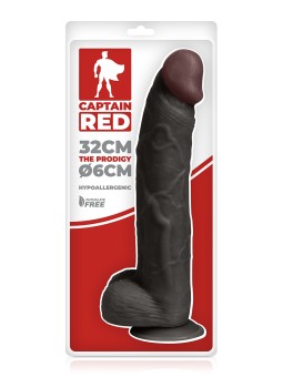 Gode XXL Prodigy Black 32 x 6 cm - Captain Red