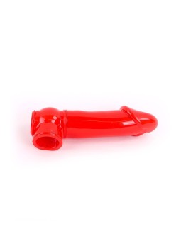 Gaine de pénis semi-réaliste rouge 19x4,5 cm - Zizi
